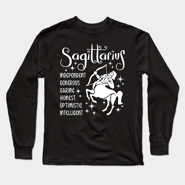 Sagittarius zodiac positive traits Long Sleeve T-Shirt by Gardner Designs 